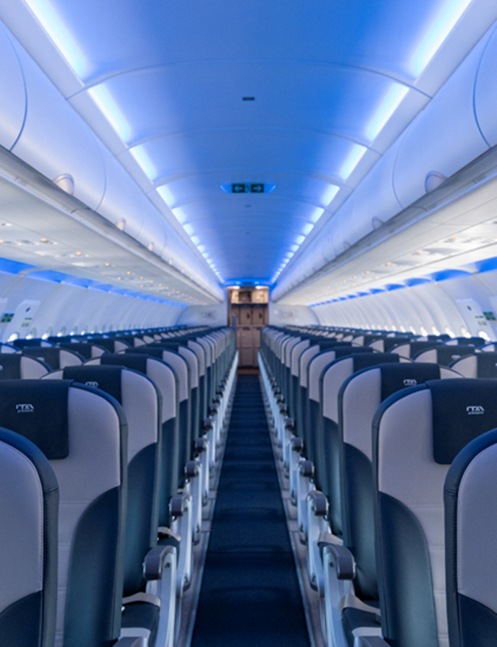 ITA Airways: Airbus A320neo with new interiors designed by Walter De Silva