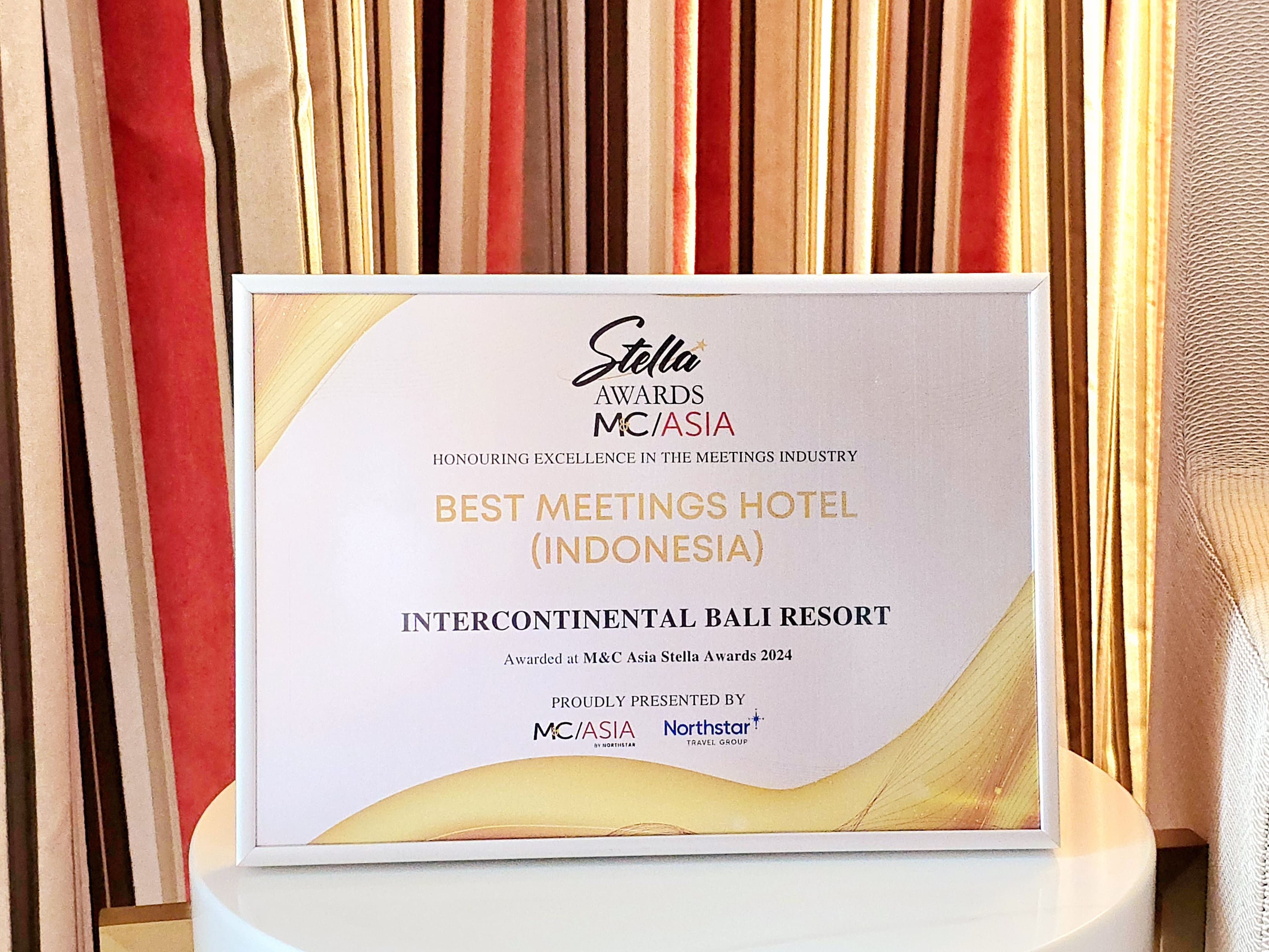 InterContinental Bali Resort Triumphs as Best Meetings Hotel in Indonesia at M&C Asia Stella Awards 2024