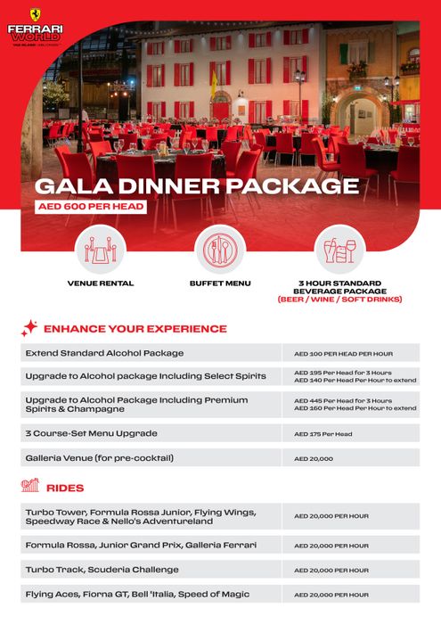 Gala Dinner Package at Yas Theme Park (YTP)
