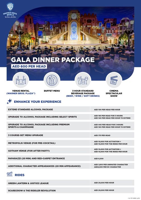 Gala Dinner Package at Yas Theme Park (YTP)