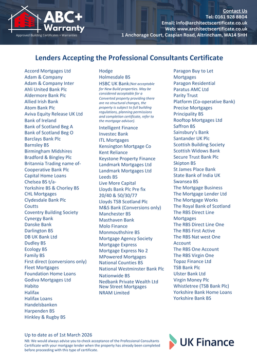 PCC Lender Acceptance List