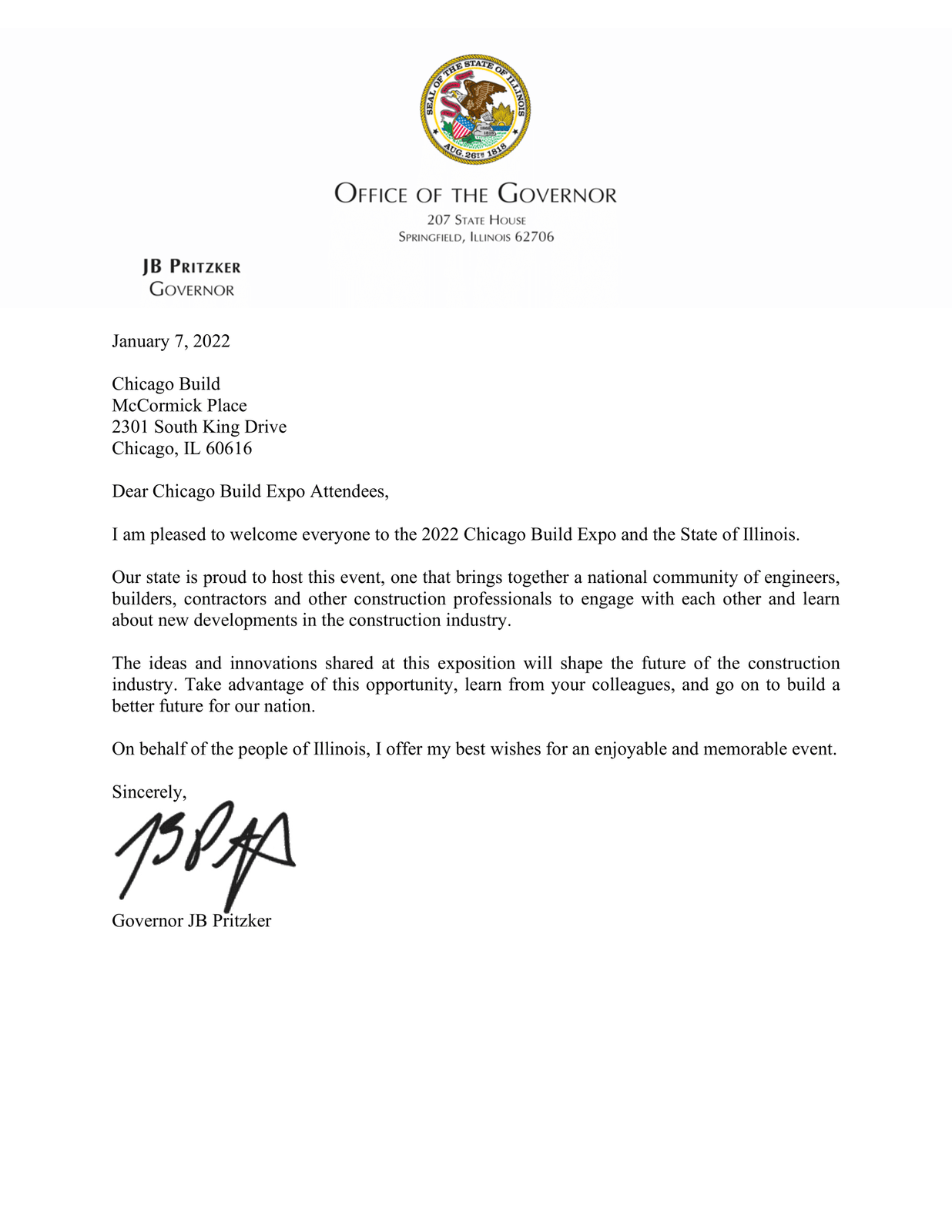 Letter from Governor