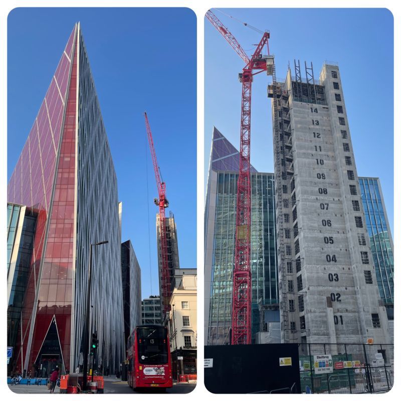 Construction in the sunshine today. The N2 building at the Nova East development in Victoria