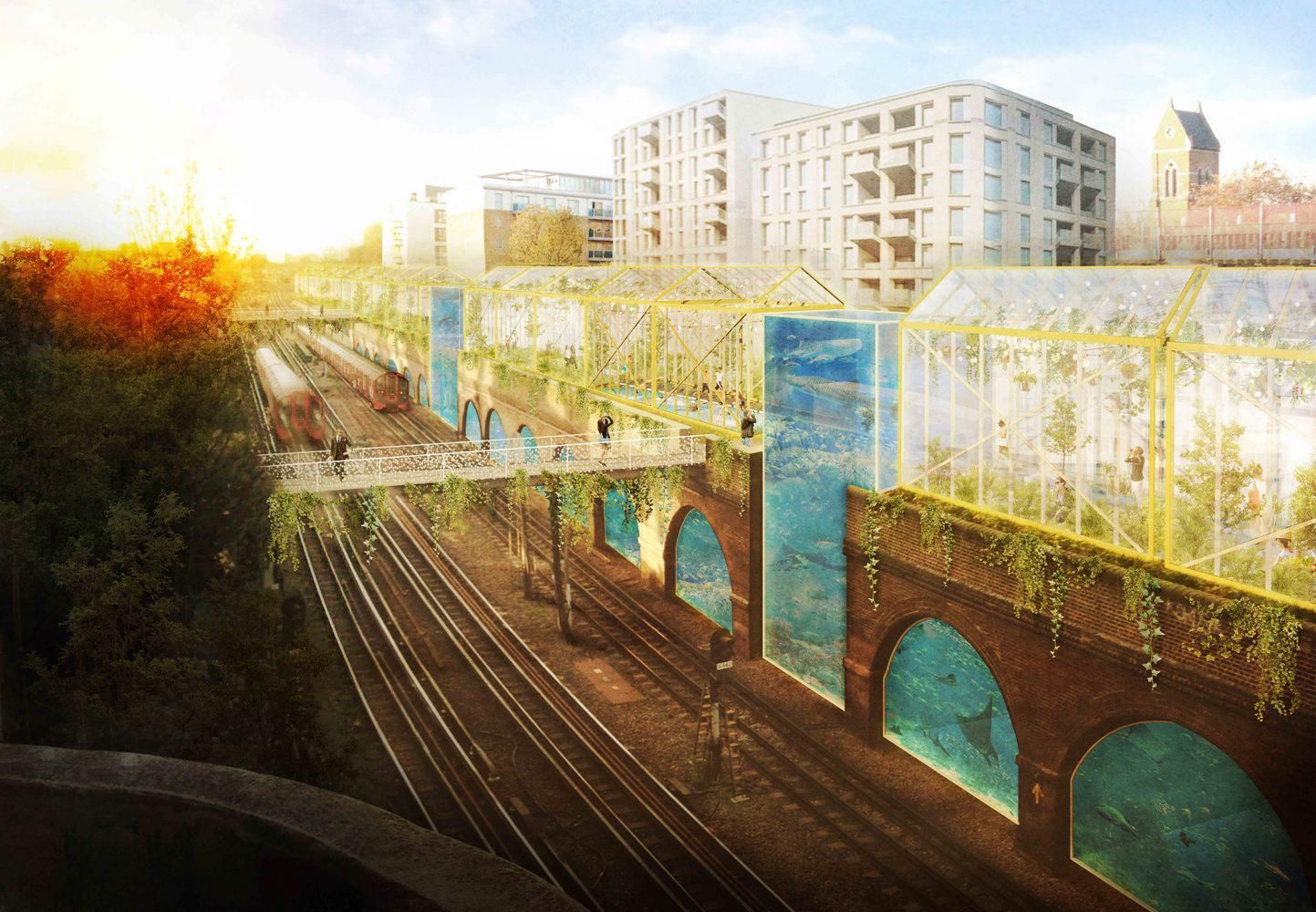 Bauchplan designs London High Line with aquaponics and swimming pools