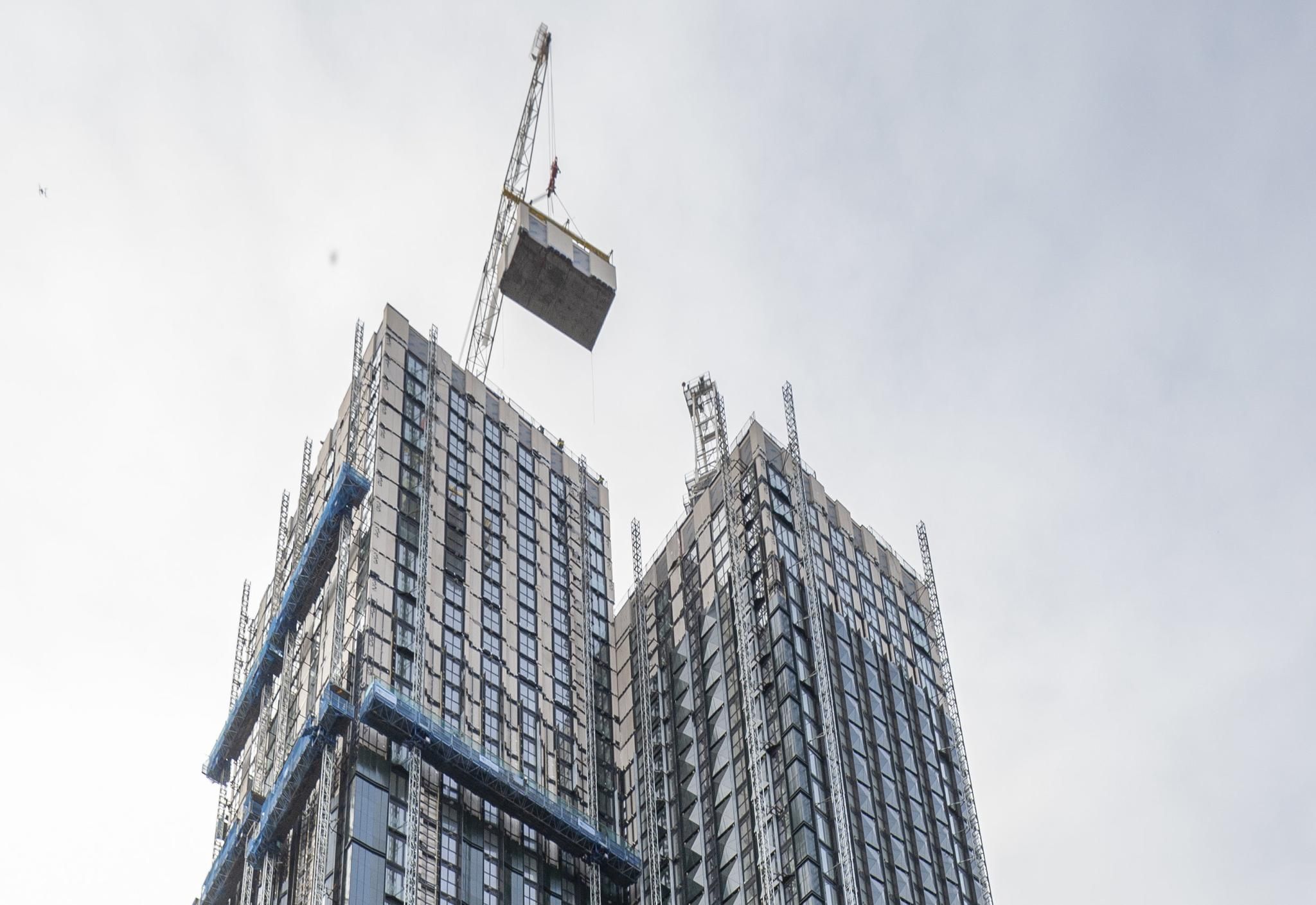 Final module arrives to complete world's tallest modular residential building in South London