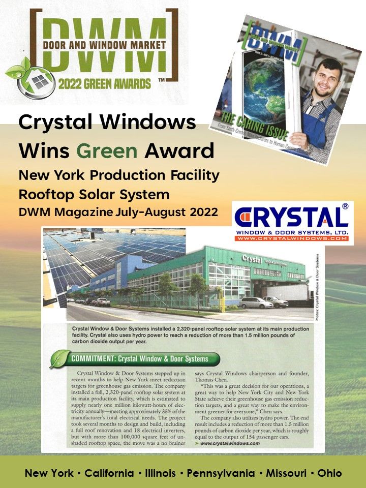 Crystal Windows Receives National Green Sustainability Award