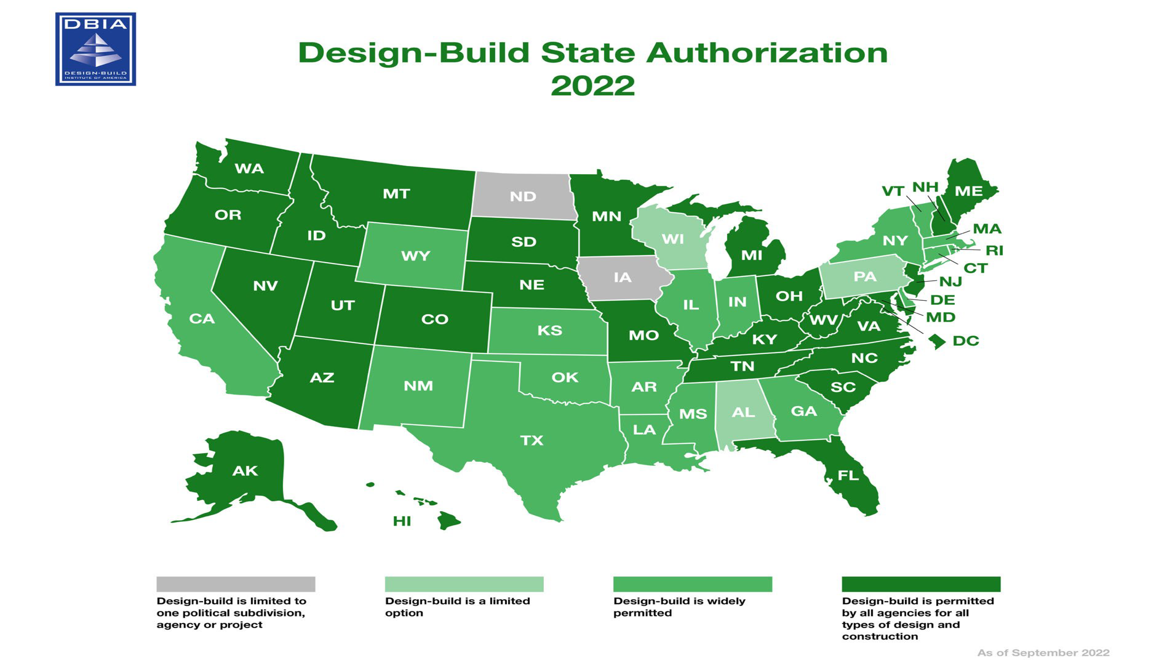2022 Design-Build State Authorization Map