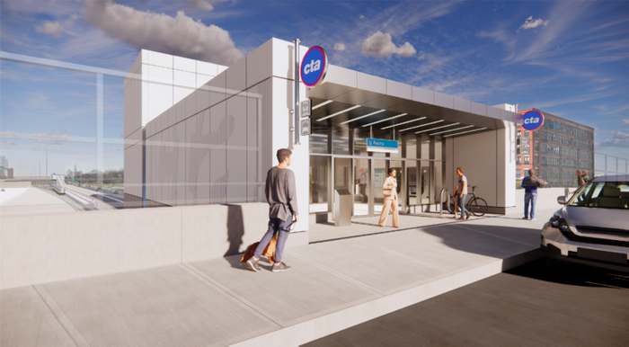 New Racine Blue Line station takes shape over the Eisenhower Expressway