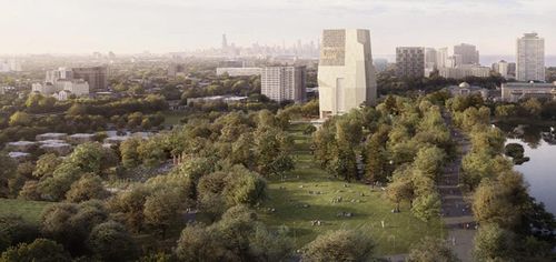 Obama Presidential Center Museum Tower tops off over Woodlawn