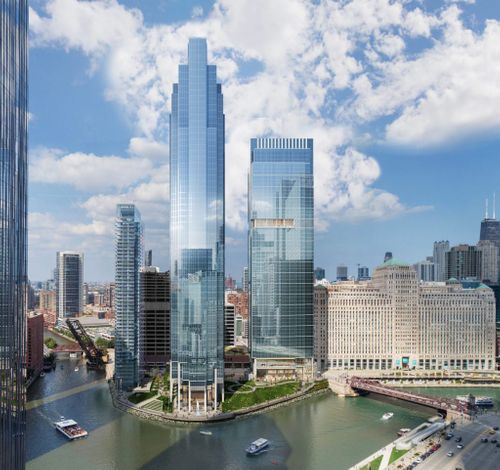 Crane Removed From Salesforce Tower Chicago At 333 Wolf Point Plaza In River North