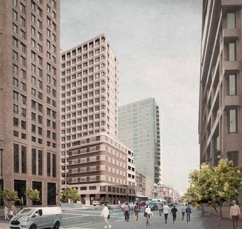 Plans in for AHMM’s 20-storey student tower at London Met School of Architecture site