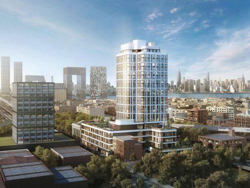 The Dime's glass installation nears completion, at 209 Havemeyer Street in Williamsburg, Brooklyn