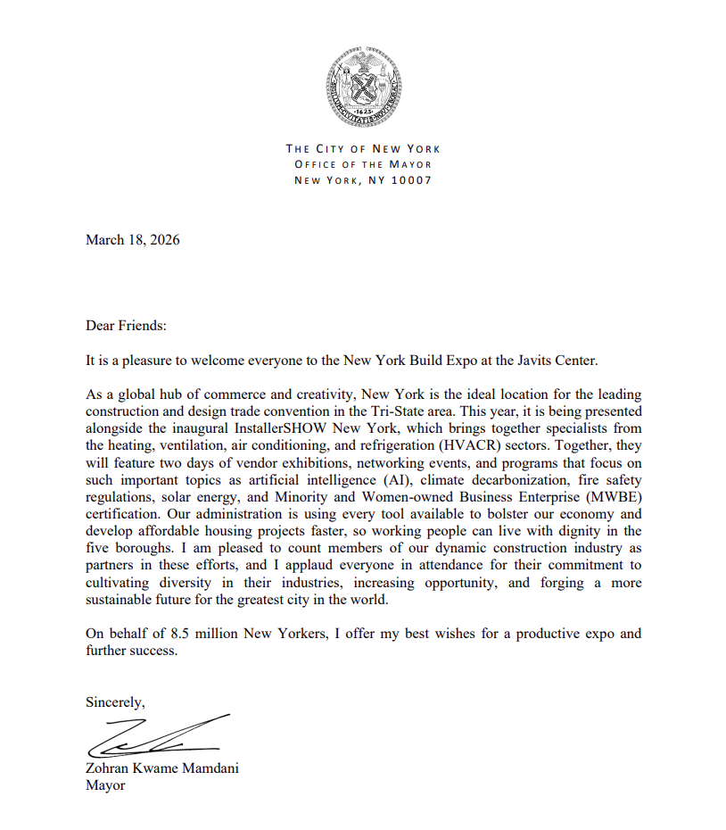 Letter of Support from Mayor Zohran Mamdani