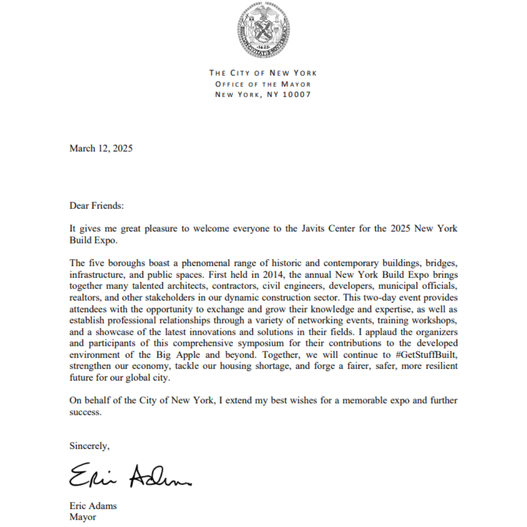 Letter of Support from Mayor Eric Adams