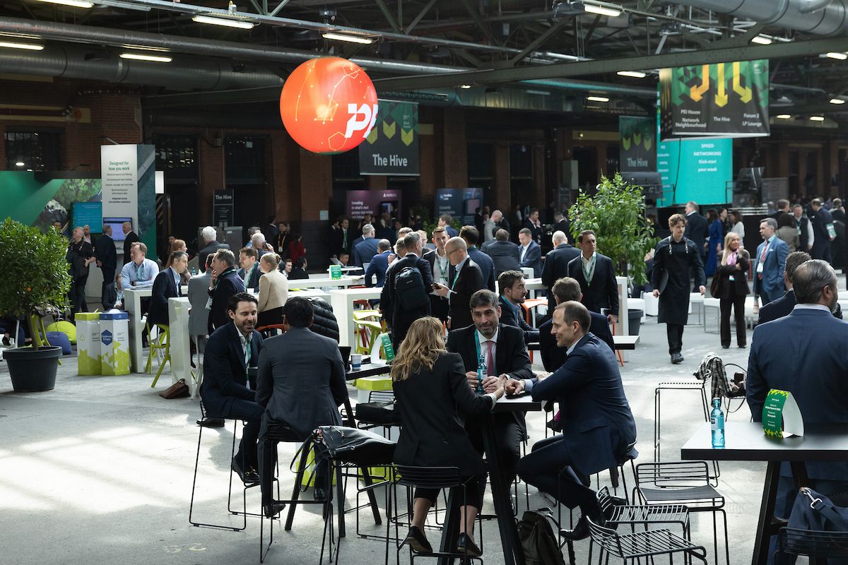 Networking area at STATION Berlin during the Infrastructure Investor Global Summit 2026