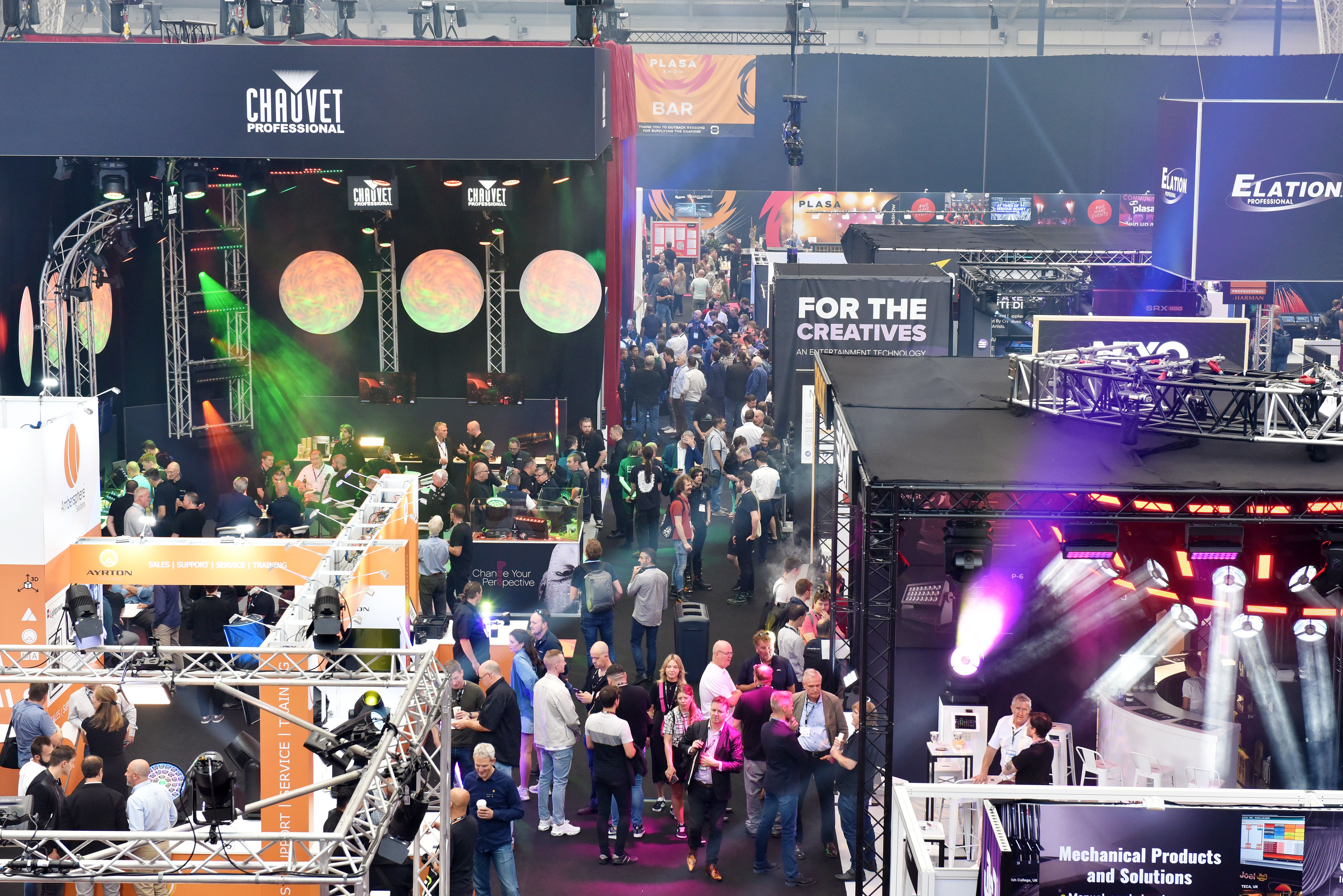 Birds-eye view of PLASA Show in London at Olympia