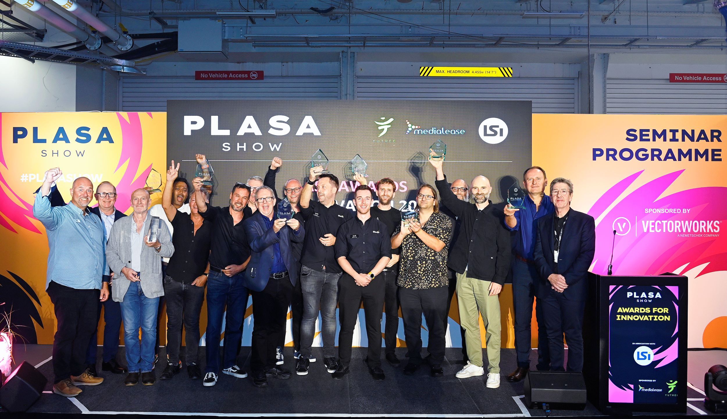 PLASA Show Innovation Award winners posing with trophies 2023