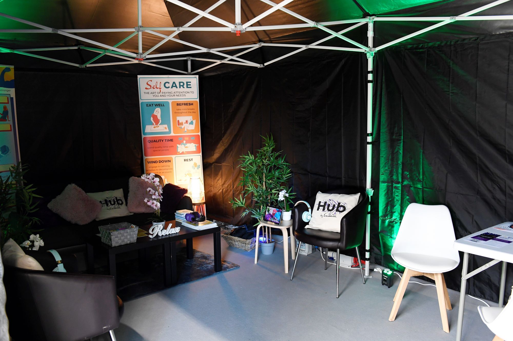 Wellbeing hub tent at plasa show