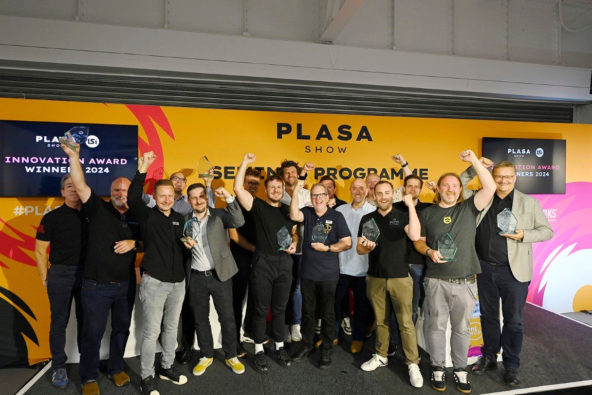 PLASA Show Innovation Award winners posing with trophies 2024