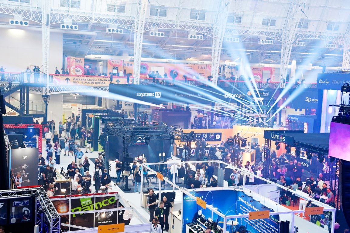 Birds-eye view of PLASA Show in London at Olympia