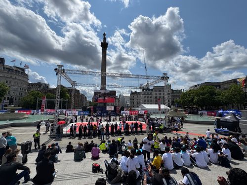 MILOS and PROLYTE Structures Showcase in Iconic Trafalgar Square for Jr NBA 3v3 Finals with HTS!