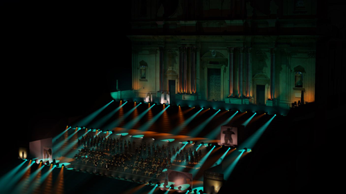 wysiwyg lights Andrea Bocelli concert at the Noto Cathedral