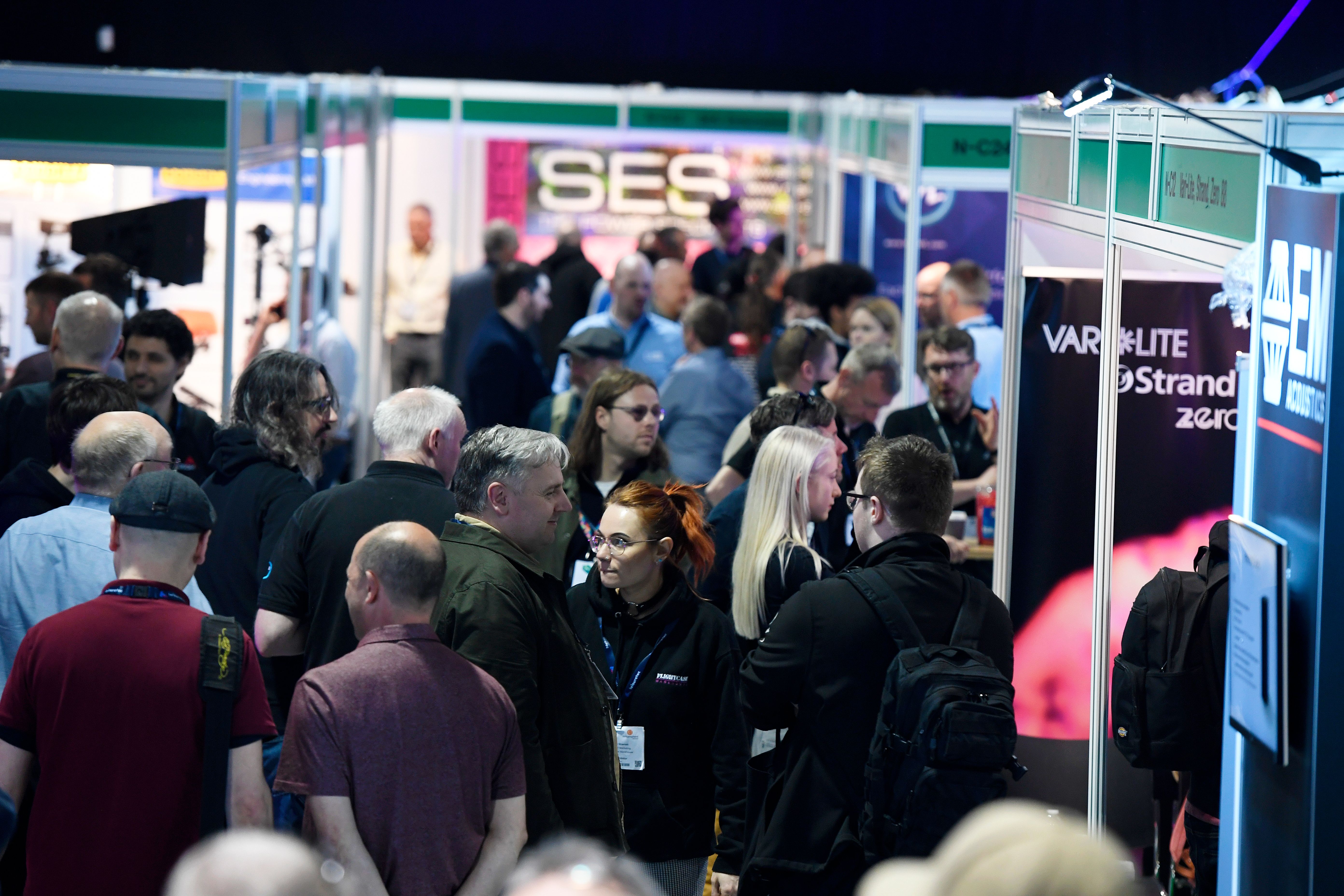 A snapshot of the busy show floor at entyertainment technology trade show PLASA Focus Leeds in 2022