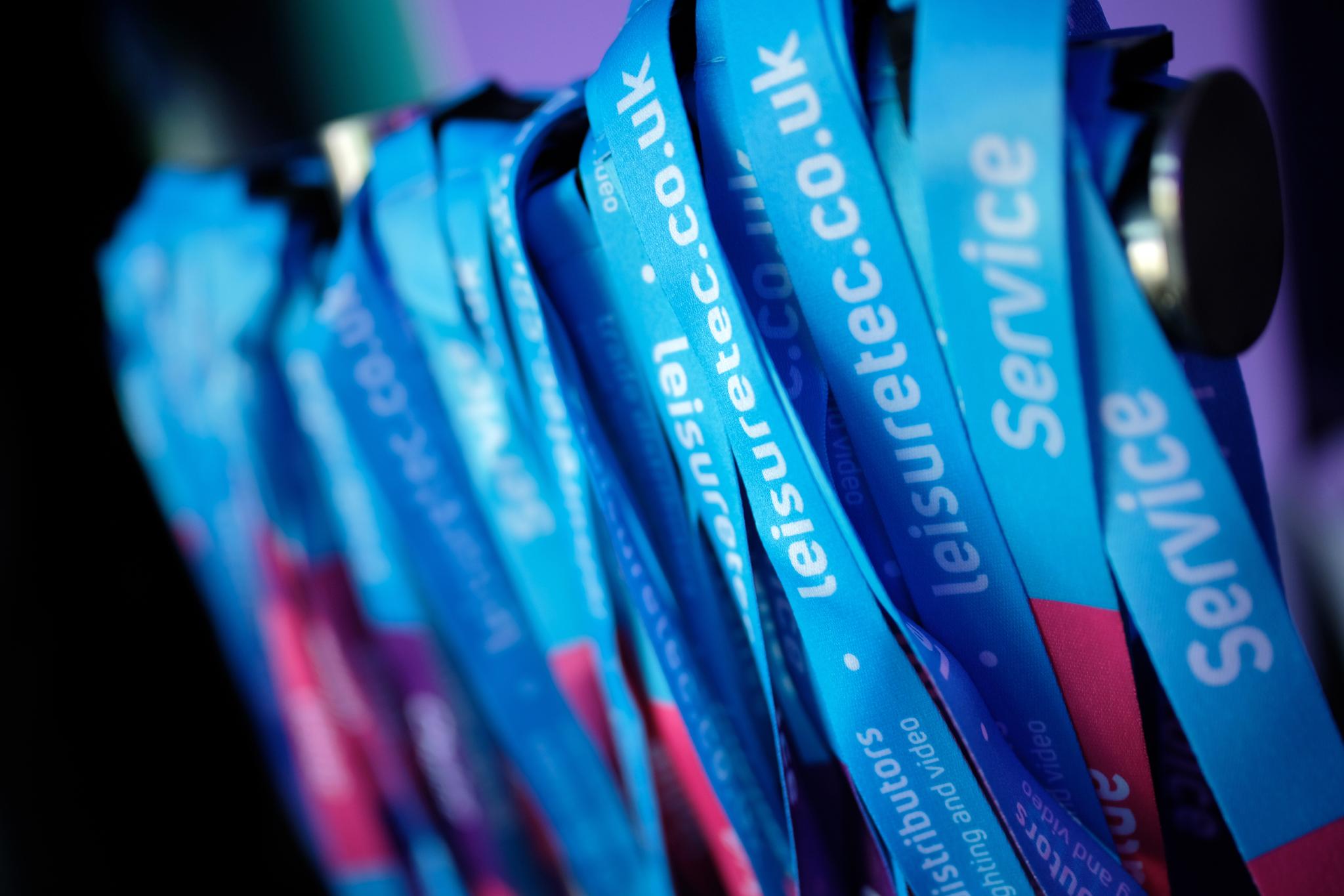 leisuretech branded lanyards for trade show in Leeds 2019