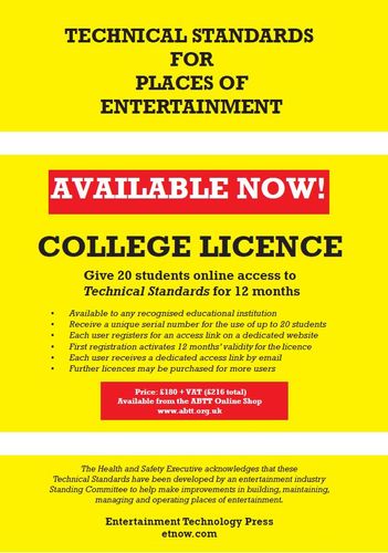 ABTT Announce Technical Standards e-book College Licence for up to 20 students