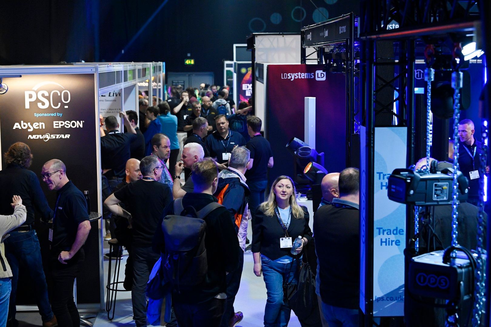 Busy aisle shot at PLASA Focus Leeds 2024