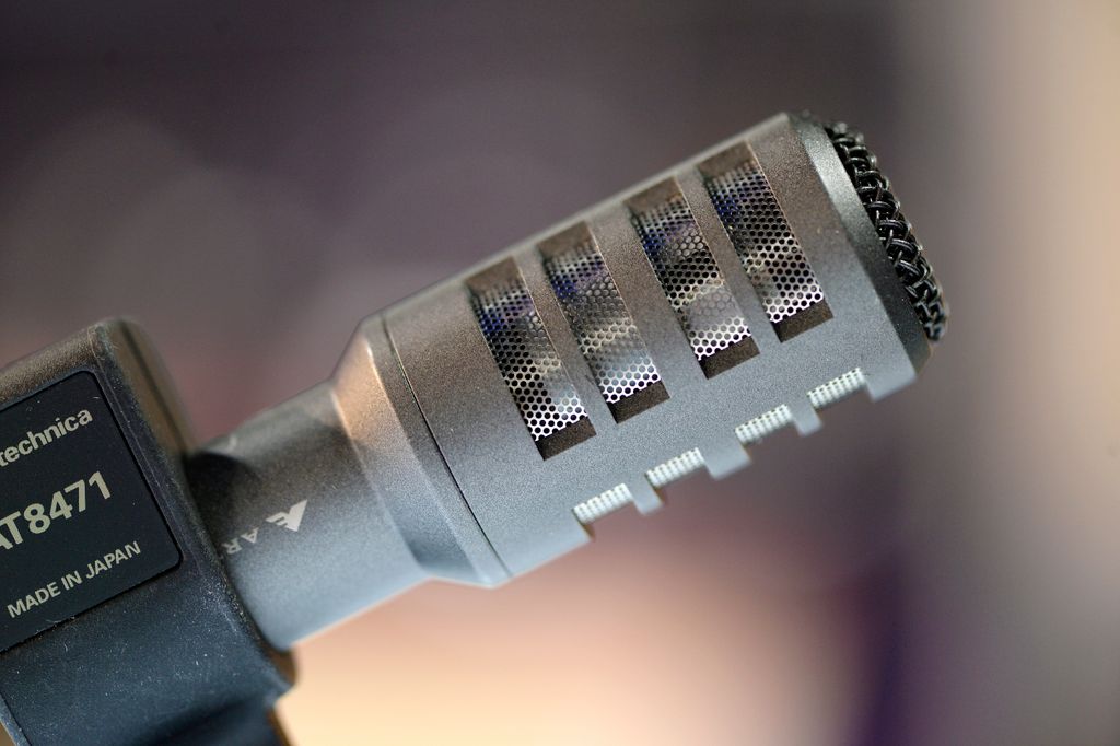 Audio-Technica microphone at a PLASA trade show