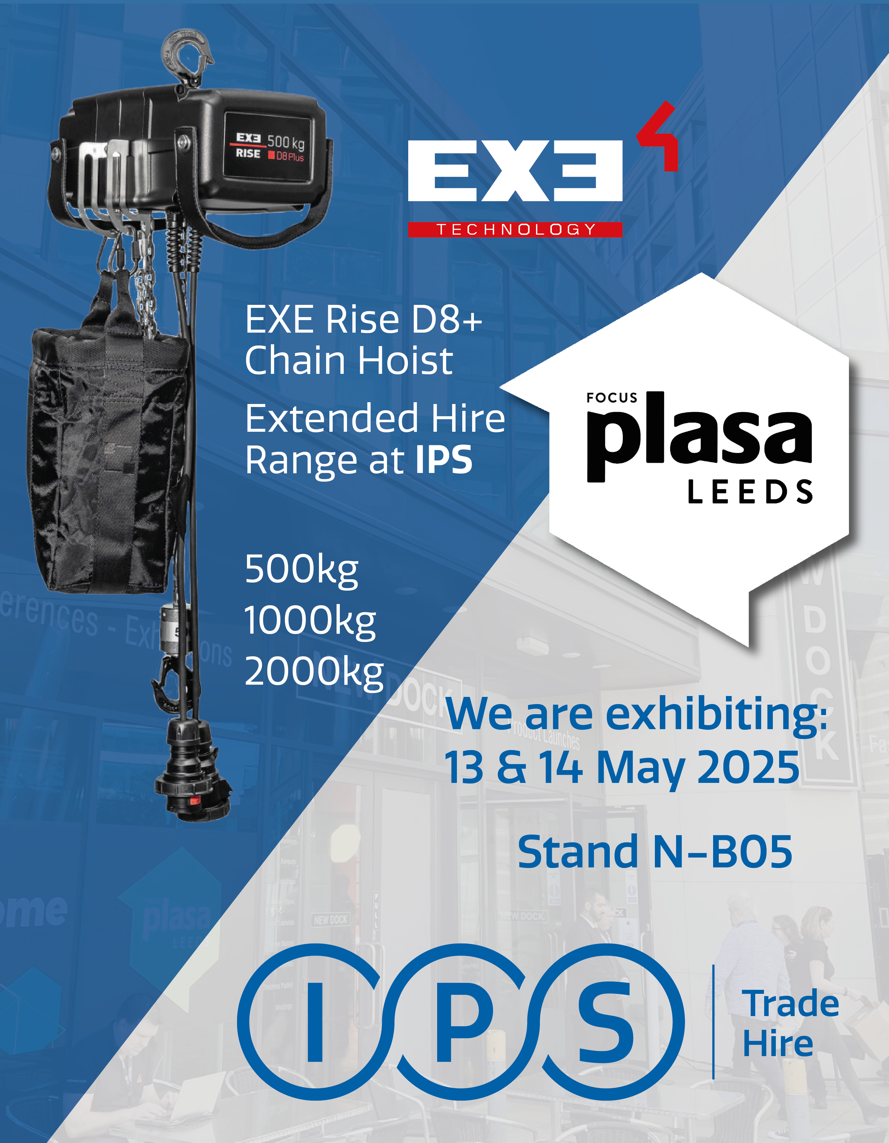 IPS Showcase EXE Rise D8+ Chain Hoists on Stand N-B05