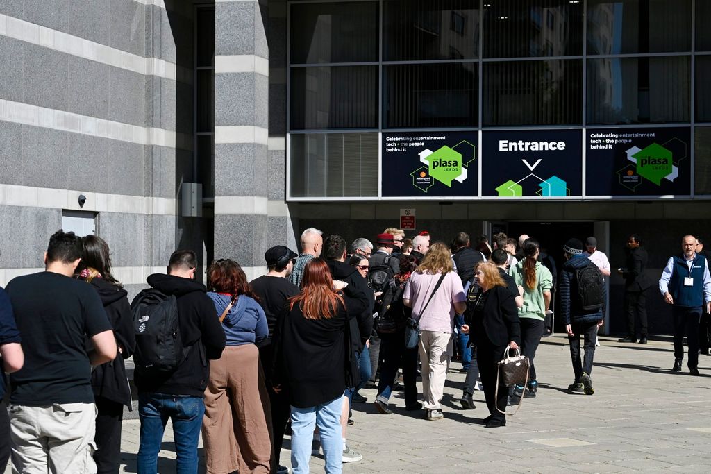 Visitors queing to enter at PLASA Focus Leeds 2025