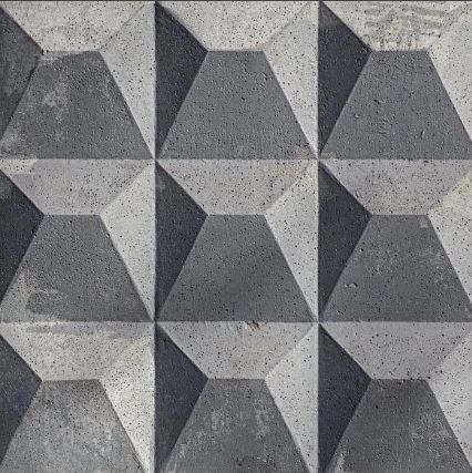 Decorative concrete building façade with a geometric pattern