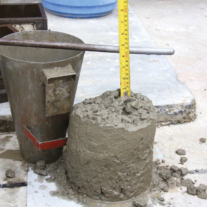 Slump testing concrete