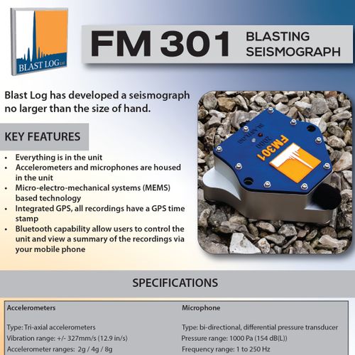 FM 301 Blasting Seismograph Specification Sheet