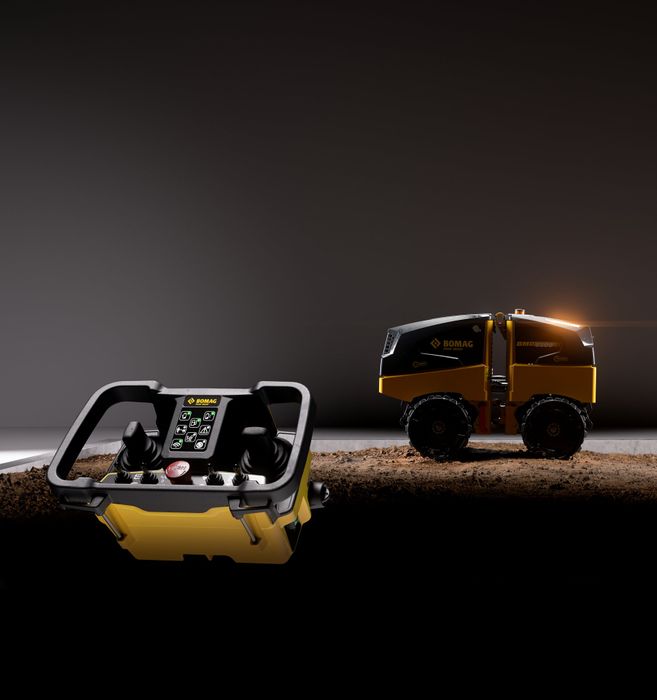 The new generation of BOMAG's radio remote-controlled BMP 8500 multi-purpose compactor.