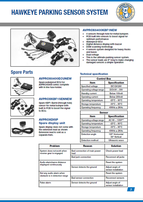 Amber Valley Ultrasonic Parking Sensor Kits