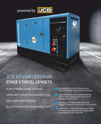 Wardpower 120 kVA Stage V Diesel generator powered by JCB Engine