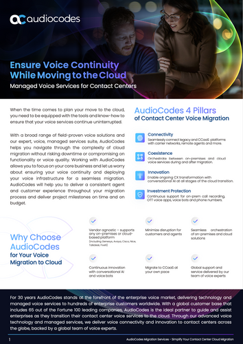 Voice Continuity whilst moving to the Cloud