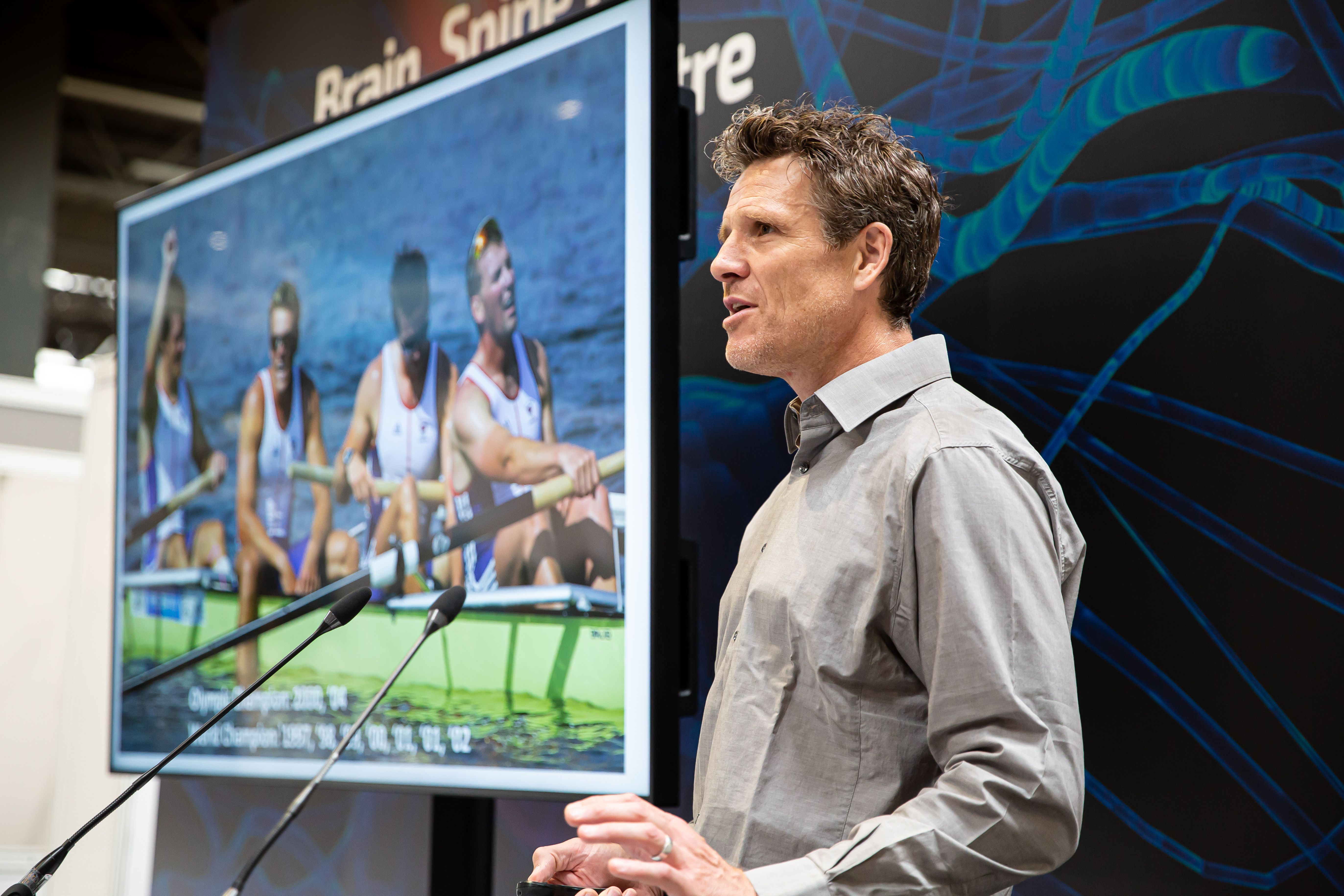 James Cracknell presenting