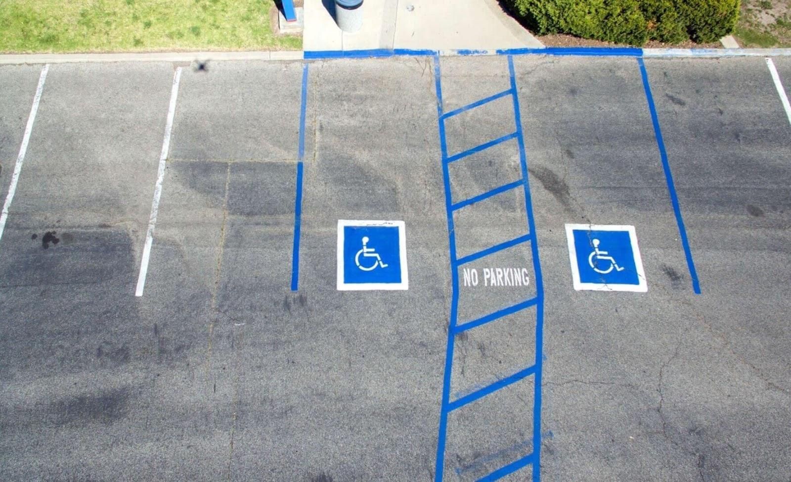 Picture of disabled parking spaces.