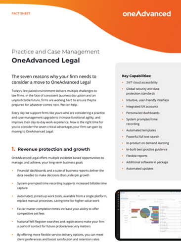 The seven reasons why your firm needs to  consider a move to OneAdvanced Legal
