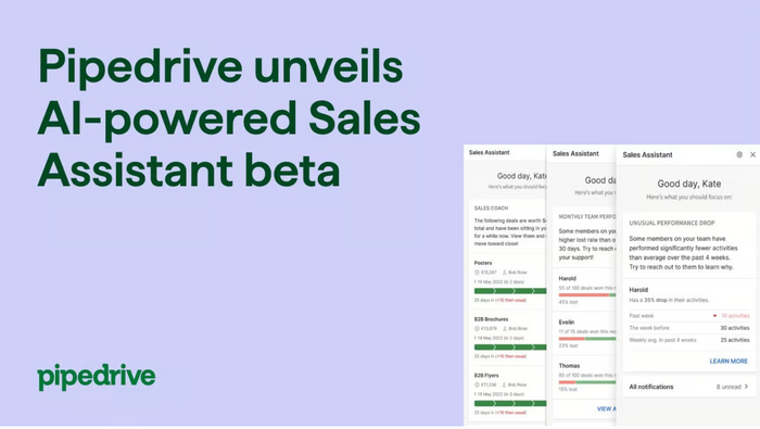 Pipedrive unveiled AI-powered Sales Assistant to significantly boost sales performance