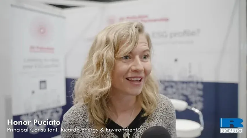 Principal Consultant from Ricardo sharing her thoughts on Reset Connect London 2023 at the exhibition
