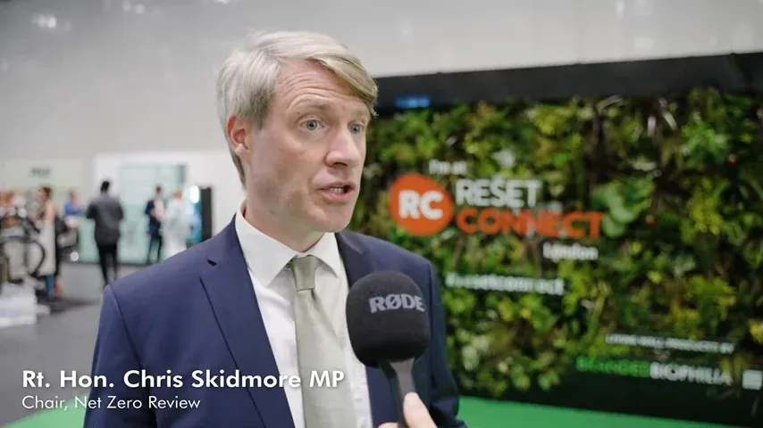 The Rt Hon Chris Skidmore OBE MP of the Chair Net Zero Review sharing his thoughts on Reset Connect London 2023 at the exhibition