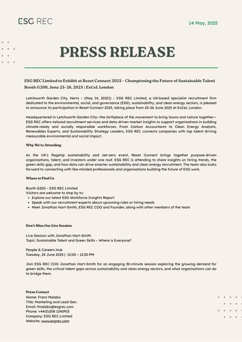 ESG REC - Press Release 
