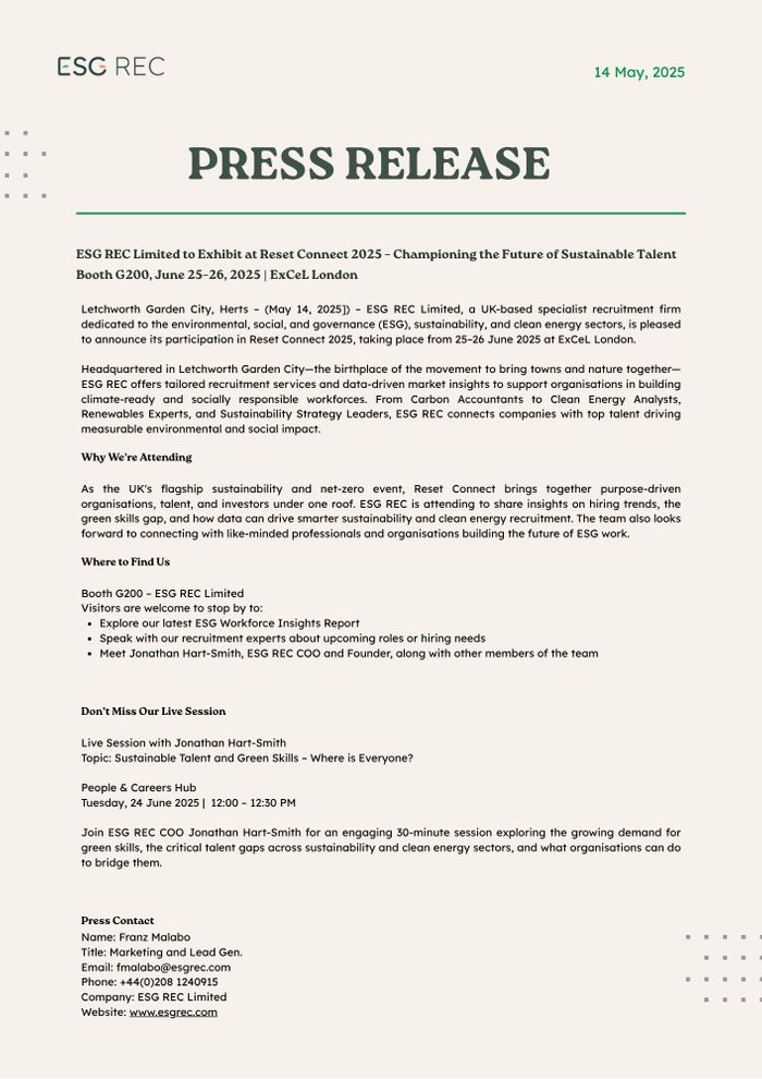 ESG REC - Press Release 