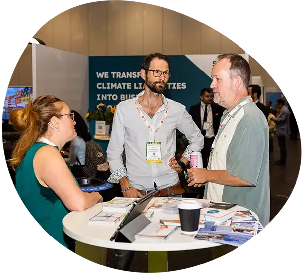 Interaction between company representatives and clients at an Exhibition Pod at Reset Connect London