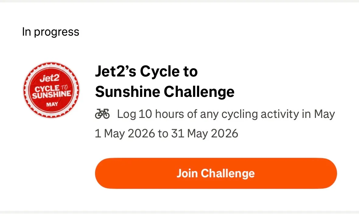 Note sure that Jet2 carries bikes on board, but this from my Strava feed (20260502)